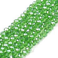 Electroplate Glass Beads Strands, Pearl Luster Plated, Faceted, Rondelle, Lime Green, 2.3~2.7x2mm, Hole: 0.4mm, about 150~155pcs/strand, 32~33cm(EGLA-A044-T1mm-A11)