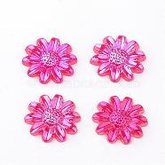 Acrylic Cabochons, AB Color Plated, Daisy Flower, Red, 12x2mm(MACR-Q175-A01)