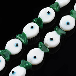 Handmade Lampwork Beads Strands, Fish, Sea Green, 19~20x12.5x9mm, Hole: 0.8mm, about 25pcs/strand, 18.90 inch(48cm)(LAMP-N021-41-A05)