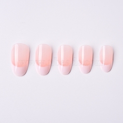 Frosted Plastic Almond Full Cover False Nail Tips, with Glue, Practice Manicure Nail Art Tool, Pink, 17~23x7~13.5mm, about 24pcs/box(MRMJ-T078-118B)