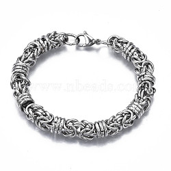 Non-Tarnish 201 Stainless Steel Byzantine Chain Bracelets, Chainmaille Weaves Jewelry for Men Women, Nickel Free, Stainless Steel Color, 8-1/2 inch(21.5cm)(BJEW-S057-93)