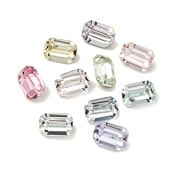 Glass Rhinestone Cabochons, Flat Back & Back Plated, Faceted, Rectangle, Mixed Color, 4x2.7x2mm(RGLA-L029-21A)