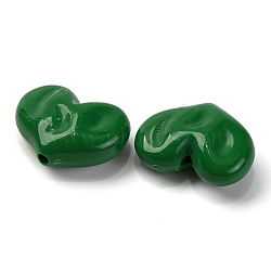 Opaque Acrylic Beads, Heart, Green, 18x24x10mm, Hole: 2.5mm(OACR-Z013-33E)