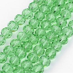 Transparent Glass Bead Strands, Imitate Austrian Crystal, Faceted(32 Facets), Round, Light Green, 6mm, Hole: 1mm, about 96~98pcs/strand, 20~21 inch(GLAA-G013-6mm-55)