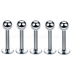 304 Stainless Steel Round Threadless Labrets for Women Men, Stainless Steel Color, Pin: 1.2x8mm, Head: 3mm(WG9B6EB-02)