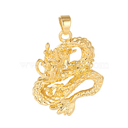 Brass Pendants, Dragon, Golden, 30x23x10.5mm, Hole: 4x4.5mm(KK-E776-01G-AAA)
