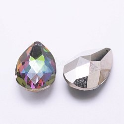 Electroplate Glass Pendants, Faceted, teardrop,  Back Silver Plated, Colorful, 38x22.5~23x13.5~14mm, Hole: 1.5mm(X-EGLA-K011-03C)
