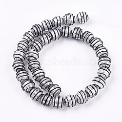 Handmade Silver Foil Glass Lampwork Beads, Round, Black, 12.5~13x11~12mm, Hole: 1~2mm(FOIL-G027-01F)