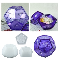 3Pcs Dice Shape Storage Box DIY Food Grade Silicone Molds, Resin Casting Molds, for UV Resin, Epoxy Resin Craft Making, White, 44~88x88~125mm(PW-WG49752-01)