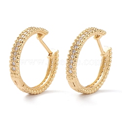 Clear Cubic Zirconia Small Chunky Hoop Earrings for Women, Brass Micro Pave Cubic Zirconia Hinged Hoop Earrings, Real 18K Gold Plated, 23x4mm, Pin: 1mm(EJEW-SZ0001-40)