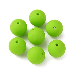 Food Grade Eco-Friendly Silicone Beads, Baby Chew Teething, Round, Green Yellow, 15mm, Hole: 2mm(SIL-WH0013-01K)