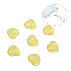 Heart Transparent PVC Plastic Cord Lock for Mouth Cover, Anti Slip Cord Buckles, Rope Adjuster, Champagne Yellow, 9.5x10x3.5mm, Hole: 2x4mm(KY-D013-03E)