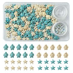 DIY Synthetic Turquoise Turtle & Starfish Stretch Bracelet Making Kits, 13.5~18x13.5~14x4.5~8mm, Hole: 1mm(DIY-FS0005-60)