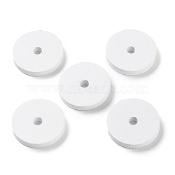 Wood European Beads, Flat Round, White, 20x3mm, Hole: 4mm(WOOD-Z002-04A)