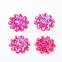 Acrylic Cabochons, AB Color Plated, Daisy Flower, Red, 12x2mm(MACR-Q175-A01)
