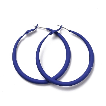 Alloy Big Hoop Earrings for Women, Spray Earrings with 925 Sterling Silver Pin, Blue, 6 Gauge, 50x4mm, Pin: 0.6mm
