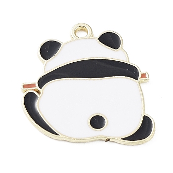 Alloy Enamel Pendants, Panda Charms, Golden, 26x24x1.5mm, Hole: 2mm