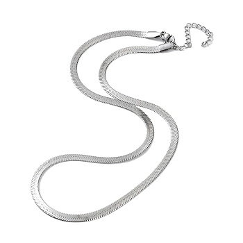 201 Stainless Steel Herringbone Chain Necklaces, Stainless Steel Color, 17.72~18.50 inch(45~47cm)