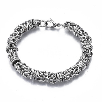 201 Stainless Steel Byzantine Chain Bracelet for Men Women, Nickel Free, Stainless Steel Color, 8-1/2 inch(21.5cm)