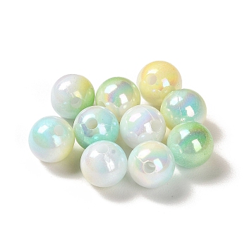 Opaque Acrylic Beads, Gradient Colorful, Round , Green Yellow, 8mm, Hole: 1.8mm, about 2083pcs/500g