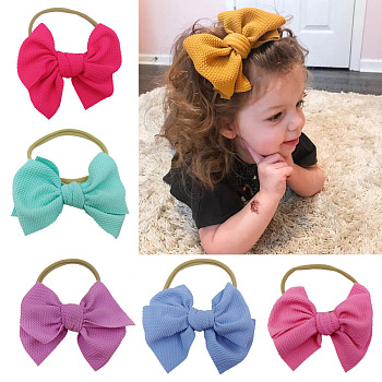Nylon Elastic Baby Headbands for Girls, Hair Accessories, Bowknot, Mixed Color, 280~300mm