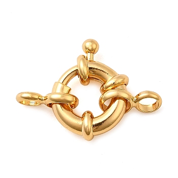 Brass Spring Ring Clasps, Nickel Free, Real 18K Gold Plated, 15x11.5x4.5mm