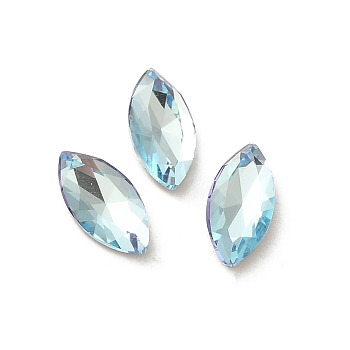 Glass Rhinestone Cabochons, Point Back & Back Plated, Faceted, Horse Eye, Light Azore, 10x5x3mm