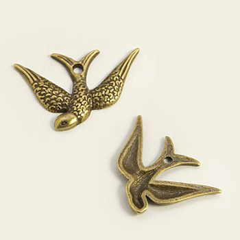 Tibetan Style Alloy Pendants, Bird, Antique Bronze, Lead Free & Cadmium Free & Nickel Free, 25x17x2mm, Hole: 1mm