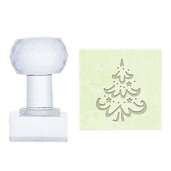 Clear Acrylic Soap Stamps, DIY Soap Molds Supplies, Rectangle, Christmas Tree, 60x37x30mm