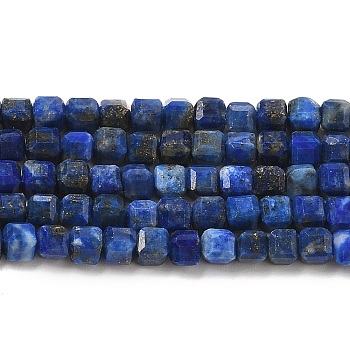 Natural Lapis Lazuli Beads Strands, Cube, Faceted, Grade A, 3x3x3mm, Hole: 0.6mm, about 133pcs/strand, 15.47''(39.3cm)