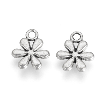 Tibetan Style Alloy Charms, Flower, Cadmium Free & Lead Free, Antique Silver, 13x11x2mm, Hole: 2mm, about 1470pcs/1000g