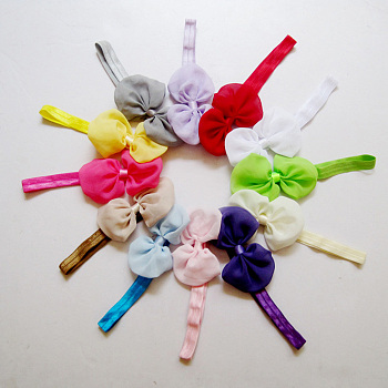 Elastic Baby Headbands, with Random Color Elastic Cord, Baby Girl Headbands And Bows, Mixed Color, 110mm