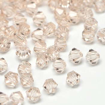 Imitation 5301 Bicone Beads, Transparent Glass Faceted Beads, Bisque, 6x5mm, Hole: 1.3mm, about 288pcs/bag