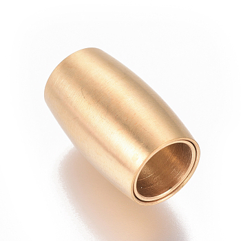 304 Stainless Steel Magnetic Clasps with Glue-in Ends, Ion Plating (IP), Matte, Oval, Golden, 14.5x9mm, Hole: 6mm