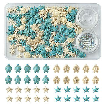 DIY Synthetic Turquoise Turtle & Starfish Stretch Bracelet Making Kits, 13.5~18x13.5~14x4.5~8mm, Hole: 1mm