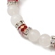 Natural Quartz Crystal & Glass Beaded Stretch Bracelet with Heart Charms for Valentine's Day(BJEW-TA00284)-4