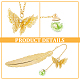 Nbeads Glass Ball & 3D Brass Butterfly Pendant Bookmarks(AJEW-NB0005-08)-5