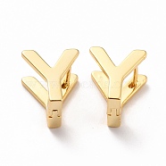 Initial Hoop Earrings for Women, Golden Letter Brass Earrings, Letter.Y, 12x11x9.5mm, Pin: 0.8mm(EJEW-P194-01G-Y)