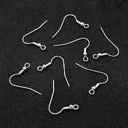 304 Stainless Steel Earring Hooks, Ear Wire, with Horizontal Loop, 925 Sterling Silver Plated, 25x20mm, Hole: 2.3mm, Pin: 0.7mm(X-STAS-L258-001B-S)