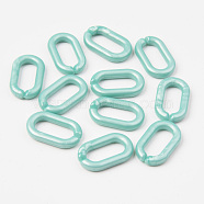 Opaque Acrylic Linking Rings, Quick Link Connectors, For Jewelry Cable Chains Making, Oval, Pale Turquoise, 27x16x4mm, Inner Diameter: 19x8mm, about 490pcs/500g(OACR-S038-004B-A01)