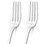 Globleland 1 Set 2Pcs 304 Stainless Steel Fork, Word, with 1Pc Coated Paper Cutlery Storage Box, Heart Pattern, 200x24mm(AJEW-GL0001-19-055)