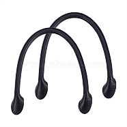 Leather Bag Handles, for Bag Straps Replacement Accessories, Black, 38~41x1~2.7x1.4~1.5cm(FIND-WH0034-01)