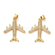 5Pcs Brass Micro Pave Clear Cubic Zirconia Pendants, Long-Lasting Plated, Plane, Real 18K Gold Plated, 24.5x21x3.5mm, Hole: 4.5x3.5mm(KK-SZ0005-80)
