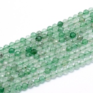 Natural Green Strawberry Quartz Beads Strands, Faceted, Round, 4mm, Hole: 0.6mm, about 110pcs/strand, 15.16 inch(38.5cm)(G-G823-18-4mm)