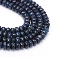 Natural White Jade Bead Strands, Dyed, Faceted, Rondelle, Prussian Blue, 4~5x3mm, Hole: 0.5mm, about 115~120pcs/strand, 13.39~13.98 inch(34~35.5cm)(X-G-R343-2x4-14)
