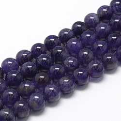 Natural Amethyst Beads Strands, Grade A, Round, 6~7mm, Hole: 1mm, about 60~67pcs/strand, 15.7 inch(X-G-R446-6mm-21)