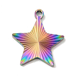 Ion Plating(IP) 304 Stainless Steel Pendants, Star Charm, Rainbow Color, 20x18x1.8mm, Hole: 1.8mm(STAS-D025-04M-02)