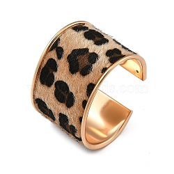 Alloy PU Open Cuff Bangles Bangles, Wide Band Bangles for Women, Imitation Leopard Skins Pattern, Golden, 1-3/4 inch(4.6cm), Inner Diameter: 2-1/2 inch(6.2cm)(BJEW-U014-01G-03)