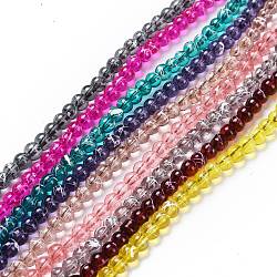Drawbench Transparent Glass Beads Strands, Spray Painted, Round, Mixed Color, 4mm, Hole: 1.1~1.3mm, 31.4 inch(GLAD-Q012-4mm-M)