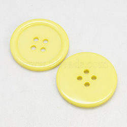 Resin Buttons, Dyed, Flat Round, Yellow, 28x3mm, Hole: 2mm, 98pcs/bag(RESI-D030-28mm-07)